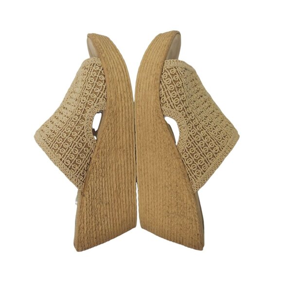 Sbicca Platform Wedge Slide Sandal 10 Espadrille Casual Slip On Tan Natural - Picture 10 of 16